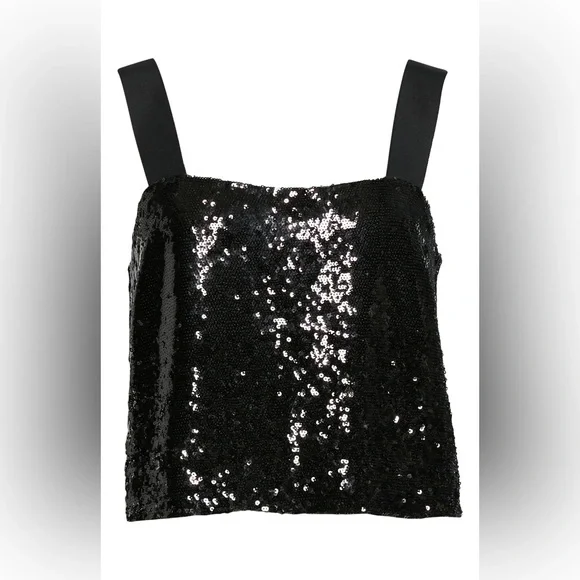 VERONICA BEARD Adi Black Sequin Crop Camisole Top size 14 - Picture 4 of 14